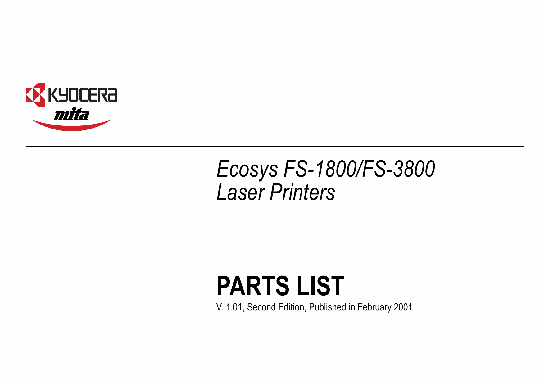 KYOCERA LaserPrinter FS-1800 3800 Parts Manual-1